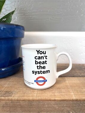 VTG 1985 London Underground Mug You Can't Beat The System Tube Map